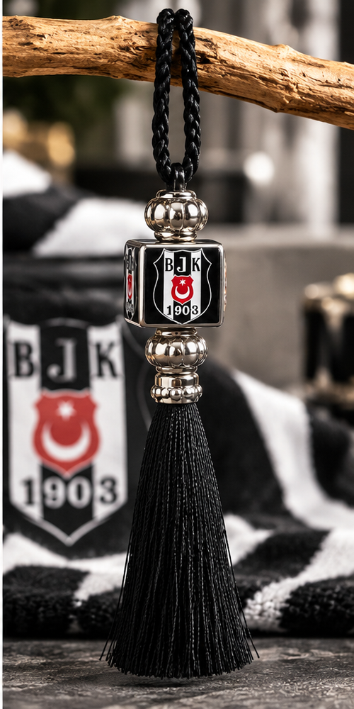 Beşiktaş Auto-Spiegelanhänger mit Quaste und Aufhängeschlaufe