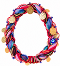 Karadeniz Kopfschmuck mit Münzen – Bunt, rund – Gesamtansicht