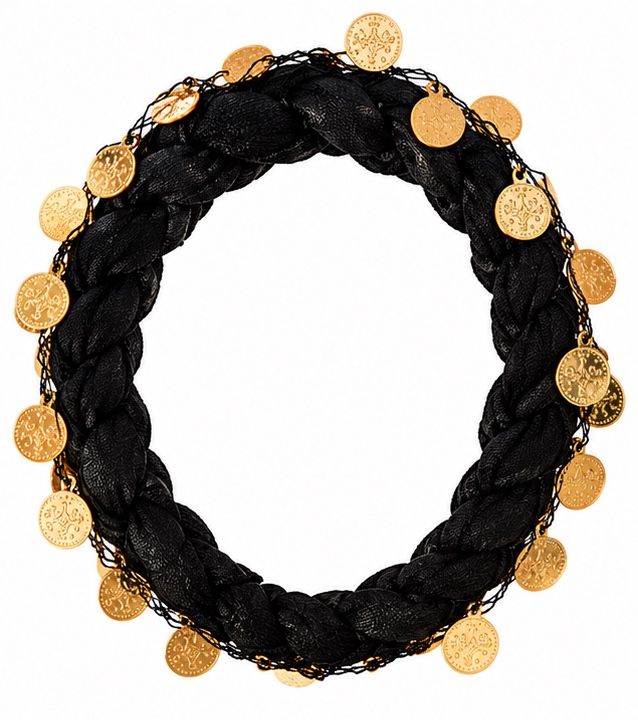 Karadeniz Kopfschmuck mit Münzen – Schwarz, rund – Gesamtansicht