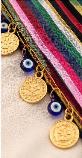 Karadeniz Tuch mit Münzen – Multicolor – Detailansicht