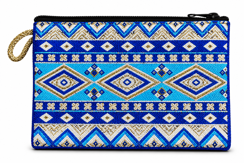 Mini-Tasche mit blauem traditionellem Muster
