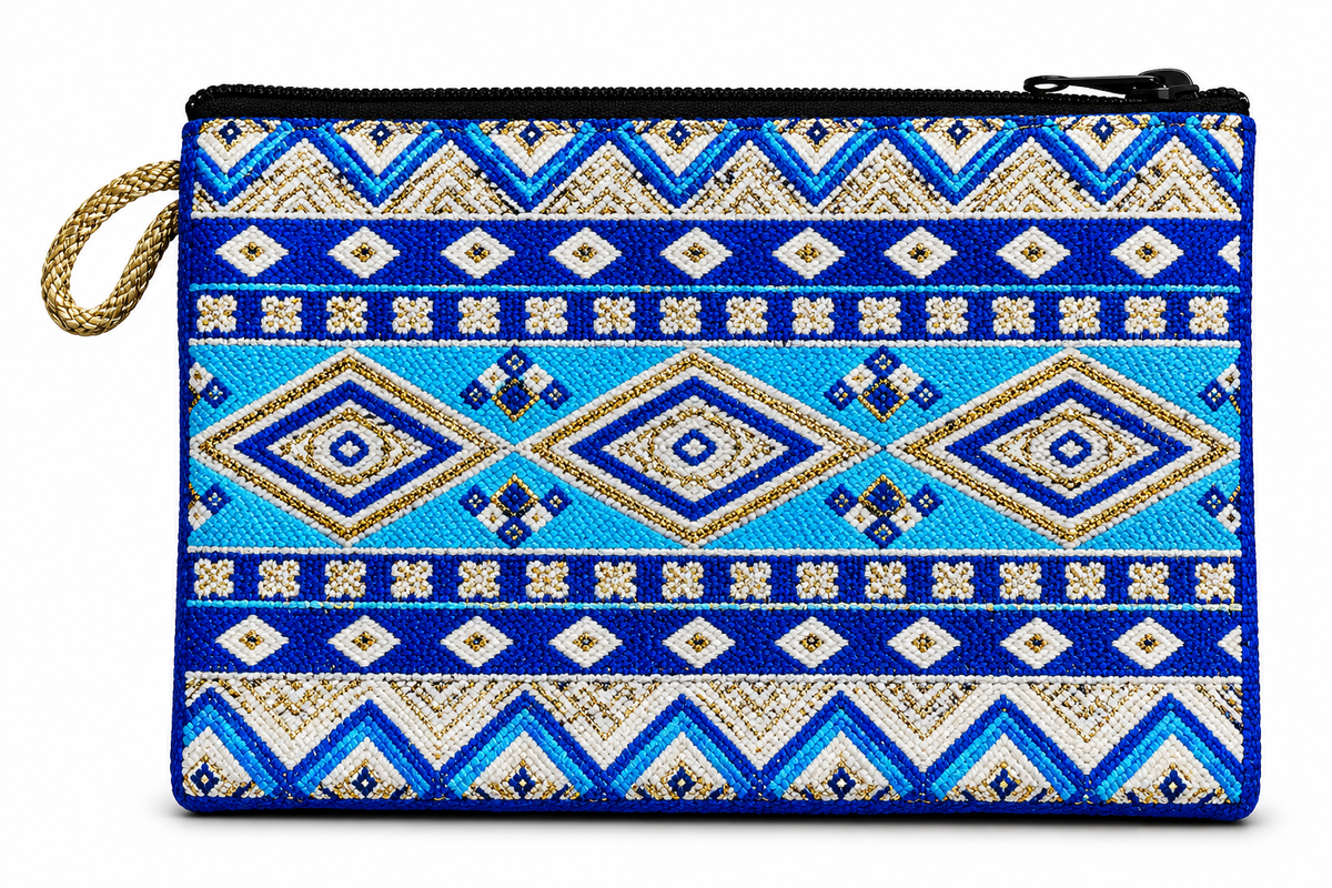 Mini-Tasche mit blauem traditionellem Muster