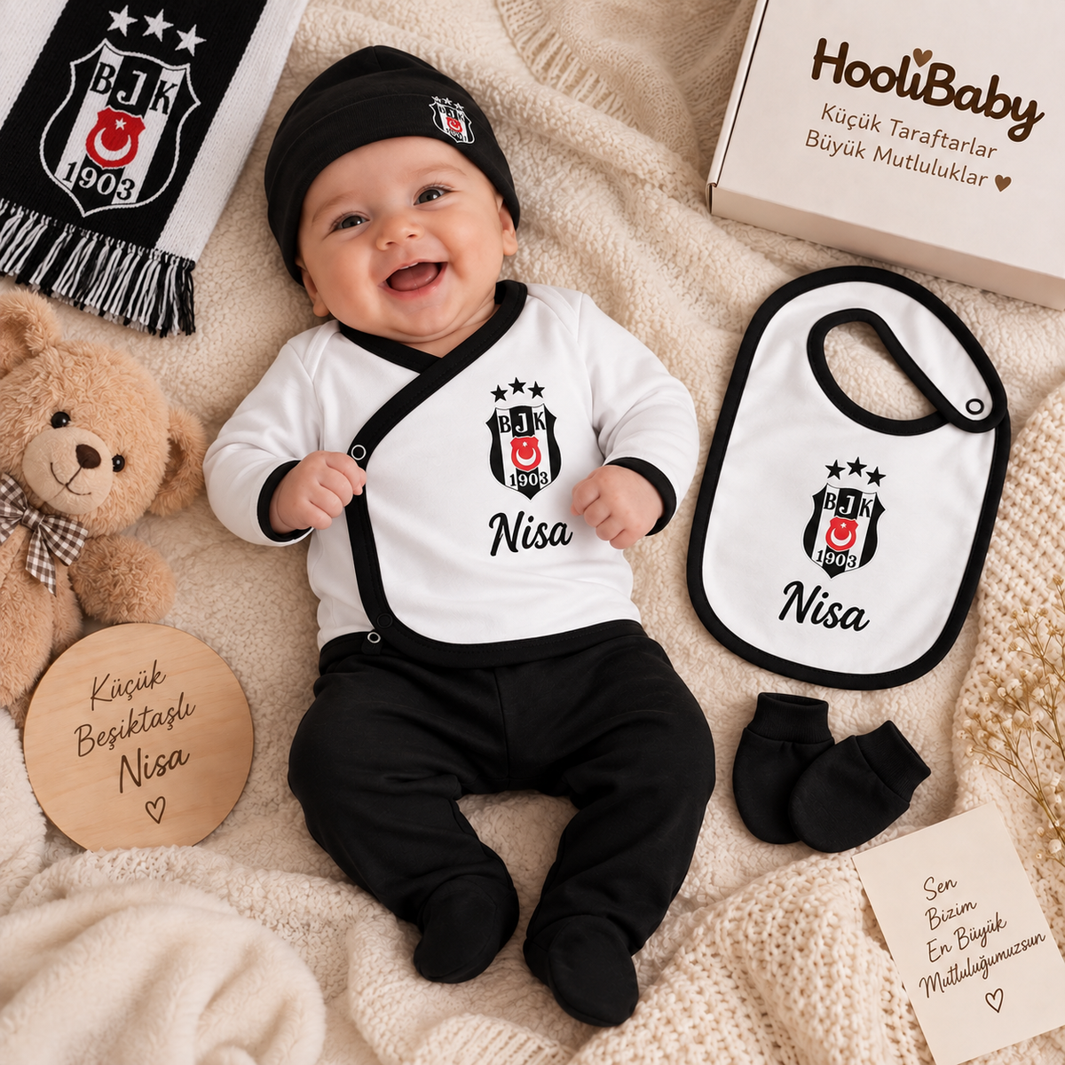 Baby Set Beşiktaş – getragen, Personalisierungsbeispiel