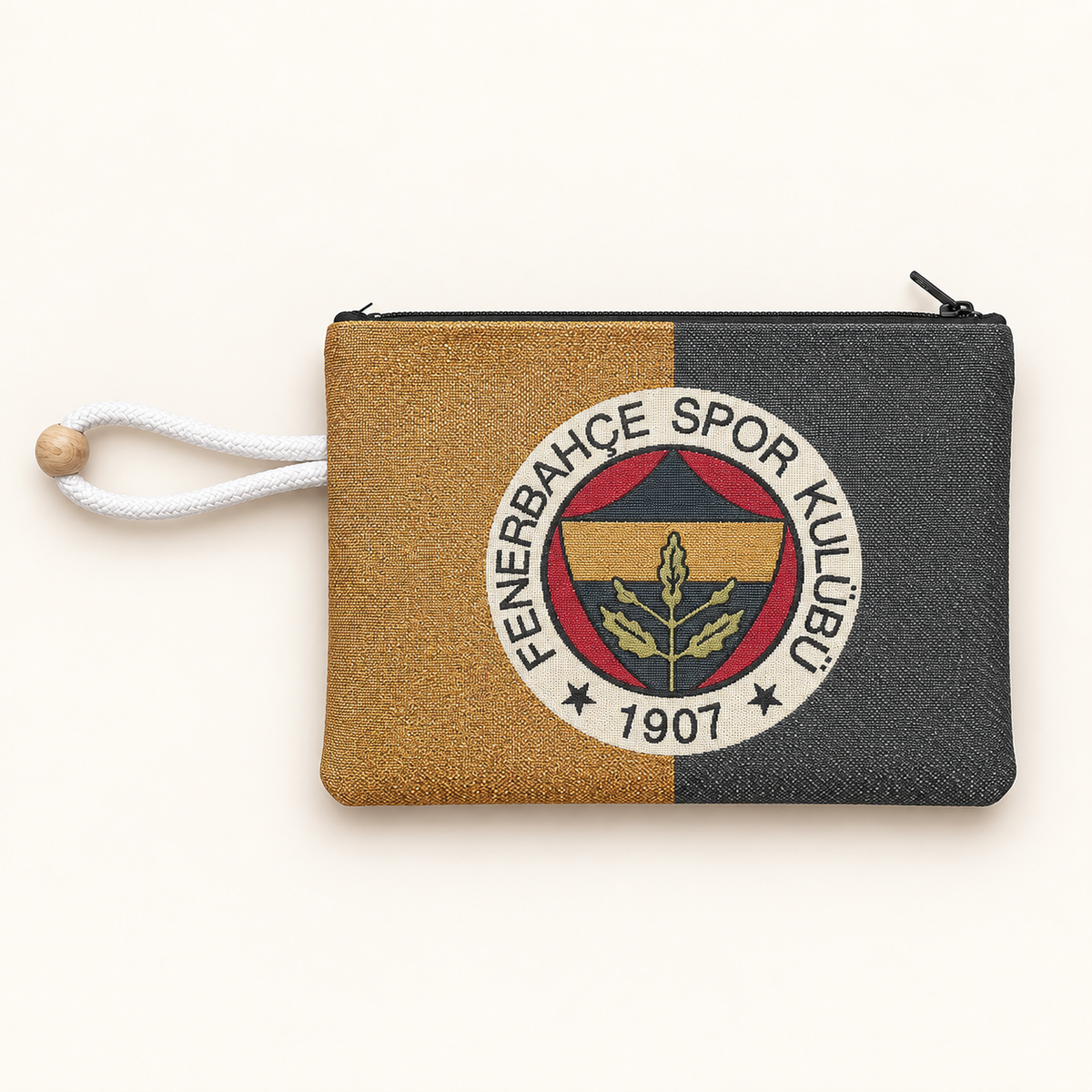 Fenerbahçe Tasche – Gelb-Dunkelblau mit Reißverschluss und Handgelenkschlaufe