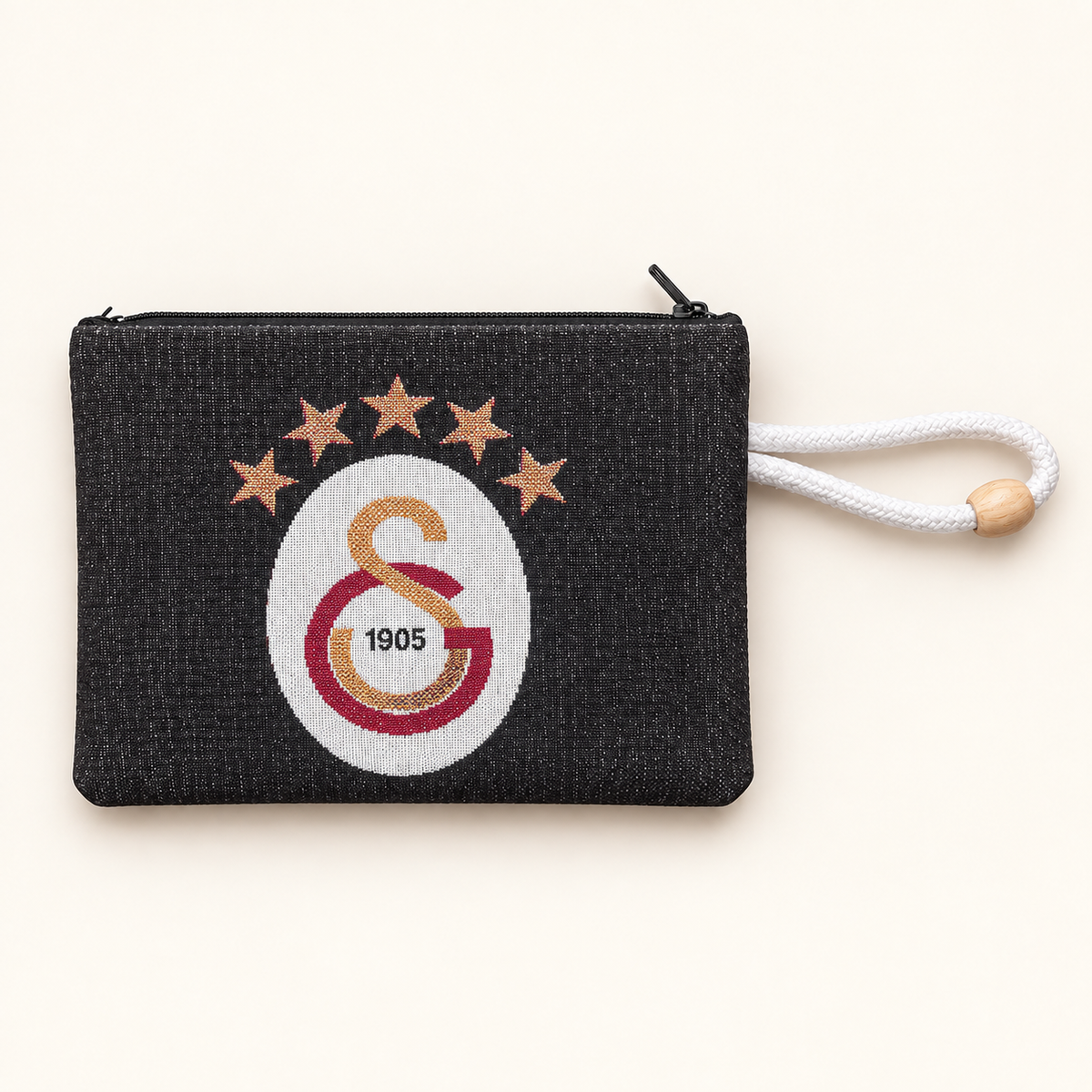 Galatasaray Tasche – Schwarz mit Reißverschluss und Handgelenkschlaufe